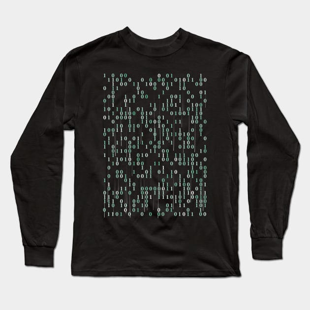 Ones And Zeros Binary Code Long Sleeve T-Shirt by MetaBrush